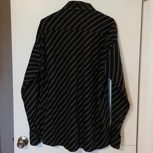 Bugatchi Uomo Black Tan Diagonal Striped Shirt - Picture 2 of 3